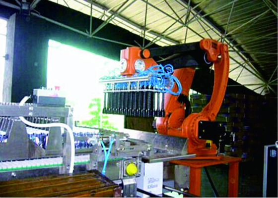 중국 음료 병을 위한 로봇식 자동적인 케이스 포장업자 기계 PLC 통제 고속 협력 업체
